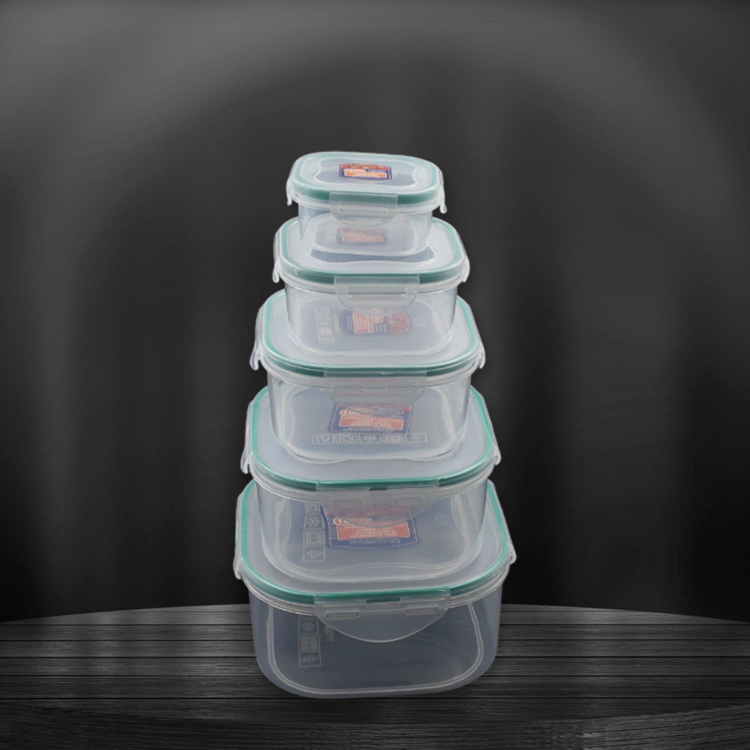 5498 Kitchen Containers Set, Fridge Storage Boxes, Plastic Containers for Kitchen Organizer, Kitchen Accessories Items for Storage Organizer, Snap-Seal (lunch box/storage organizer) (5 Ps Set)