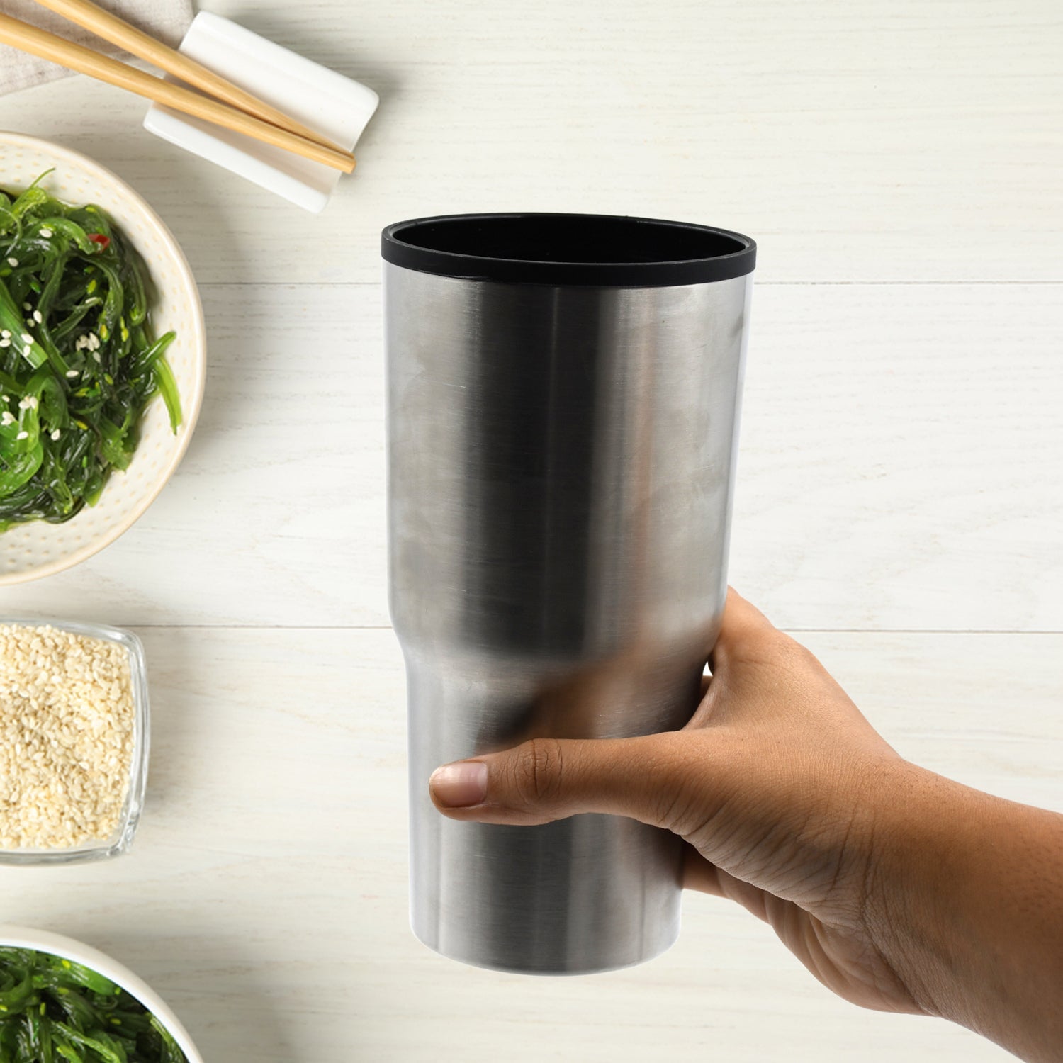 5961  STAINLESS STEEL VACUUM GLASS INSULATED GLASS COFFEE CUPS DOUBLE WALLED TRAVEL MUG, CAR COFFEE MUG (Without Lid)