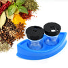 2287 2 in 1 Boat Shaped Stand Salt Pepper Shaker Container Set with Stand for Dining Table Moisture-Proof Plastic Cap Clear Heavy Plastic Material Dispensers for Home & Kitchen