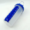 12592 2 In1 Pill Shaker Cup Vitamin Holder Water Bottle with Pill Holder Daily Medicine Planner Shaker Water Bottle pillboxes Organizer pre Workout Shaker Fitness pp Bracket Portable (600 ML)