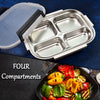 2043 White Transparent 4 Compartment Lunch Box for Kids and adults, Stainless Steel Lunch Box with 4 Compartments. 
