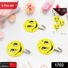 1702 3Pcs Self Adhesive Multipurpose Smiley Hooks For home Use