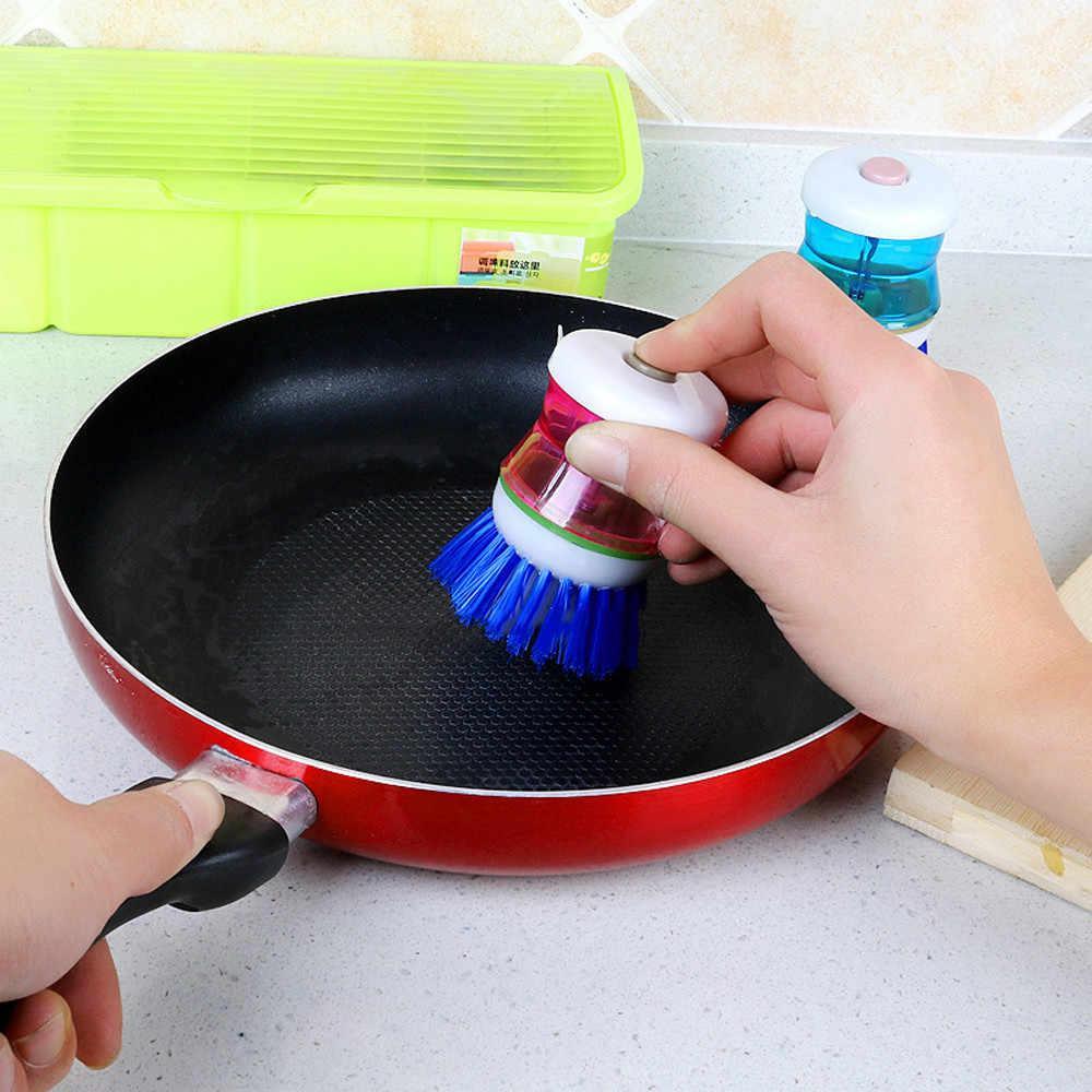 159 Plastic Wash Basin Brush Cleaner with Liquid Soap Dispenser (Multicolour) 