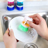 159 Plastic Wash Basin Brush Cleaner with Liquid Soap Dispenser (Multicolour) 