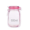 1074 Reusable Airtight Seal Plastic Food Storage Mason Jar Zipper (500ml)