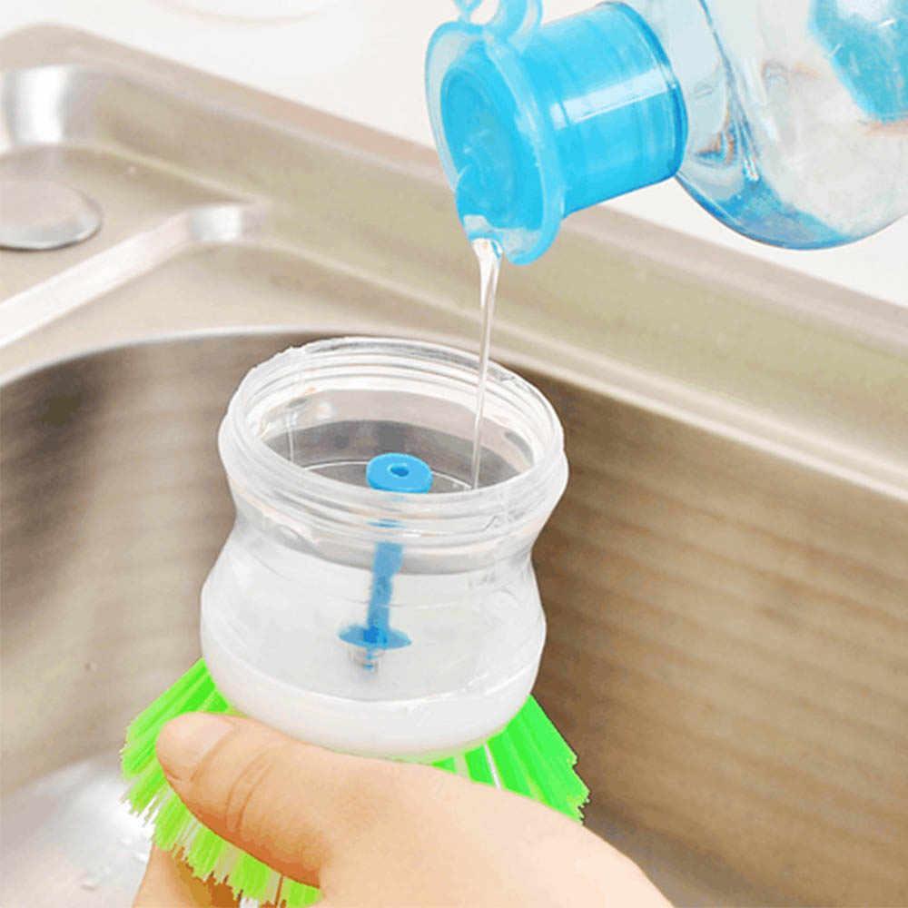 159 Plastic Wash Basin Brush Cleaner with Liquid Soap Dispenser (Multicolour) 
