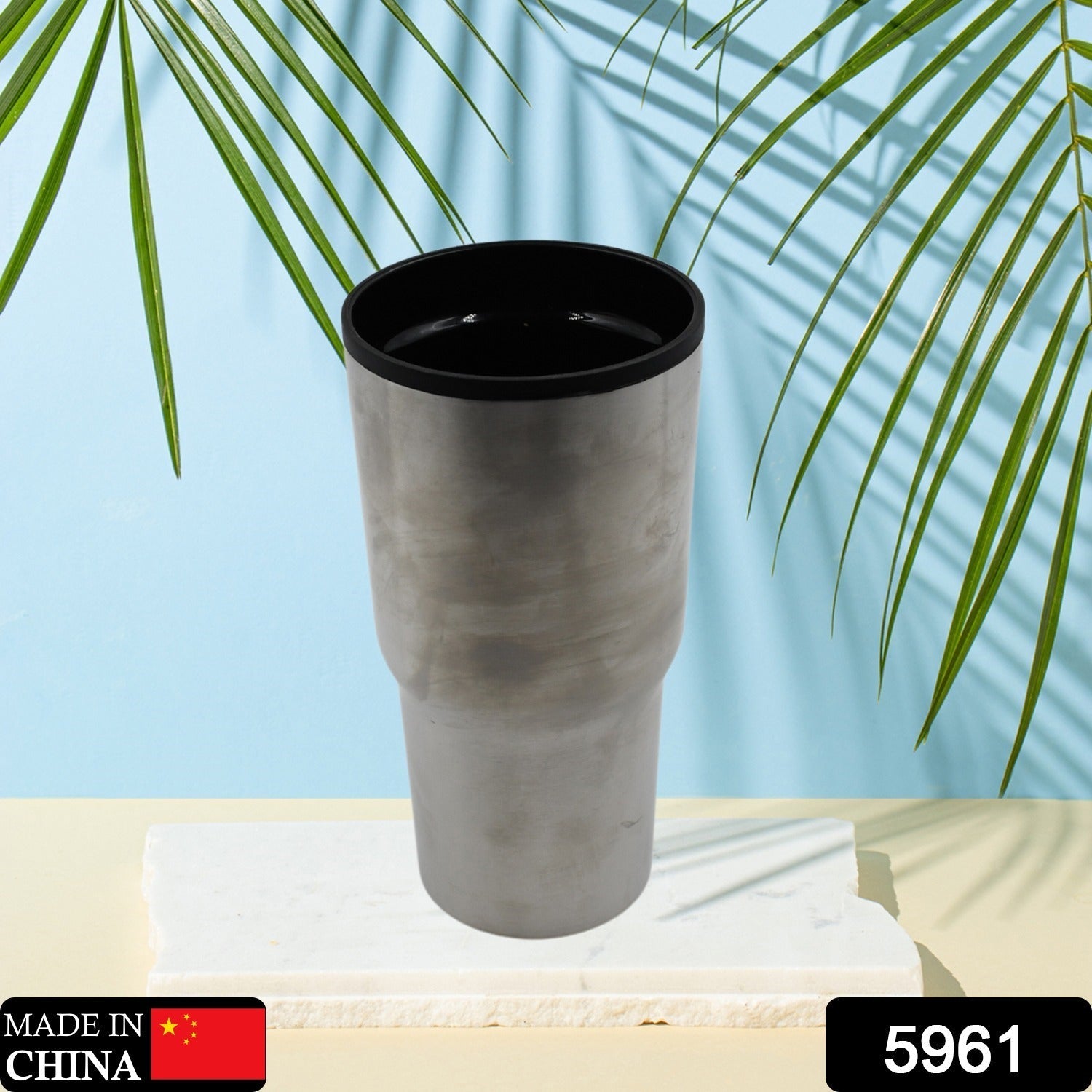 5961  STAINLESS STEEL VACUUM GLASS INSULATED GLASS COFFEE CUPS DOUBLE WALLED TRAVEL MUG, CAR COFFEE MUG (Without Lid)