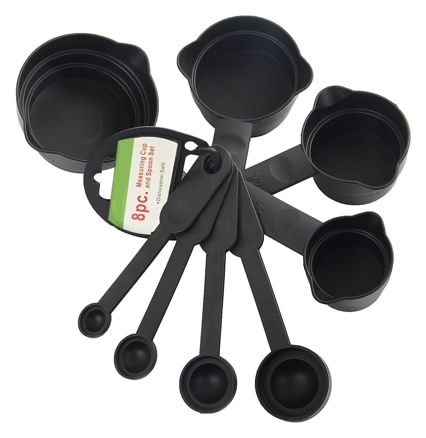 106 Plastic Measuring Cups and Spoons (8 Pcs, Black) Gharbaar Store
