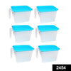 2454 Air Tight Unbreakable Big Size 1100 ml Square Shape Kitchen Storage Container (Set of 6) 