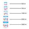 2446 Plastic Transparent Container Air Tight Dabba Set (3000ml, 2000ml, 1000ml, 750ml, 500ml) 
