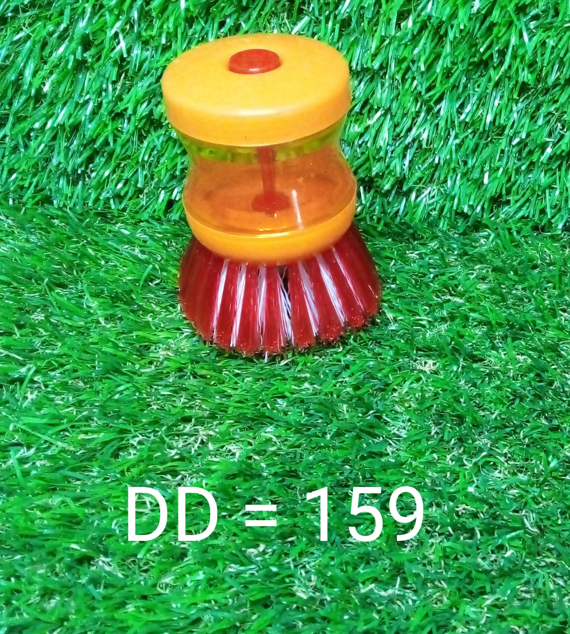 159 Plastic Wash Basin Brush Cleaner with Liquid Soap Dispenser (Multicolour) 