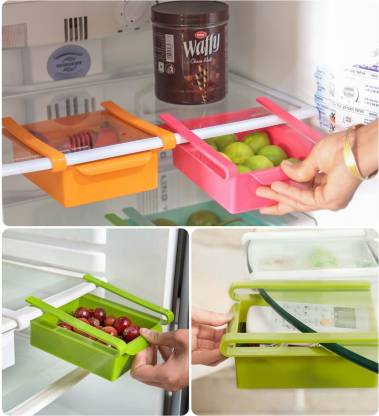 2480 Fridge Space Saver Organizer Slide Storage Racks Shelf (4 pcs) 